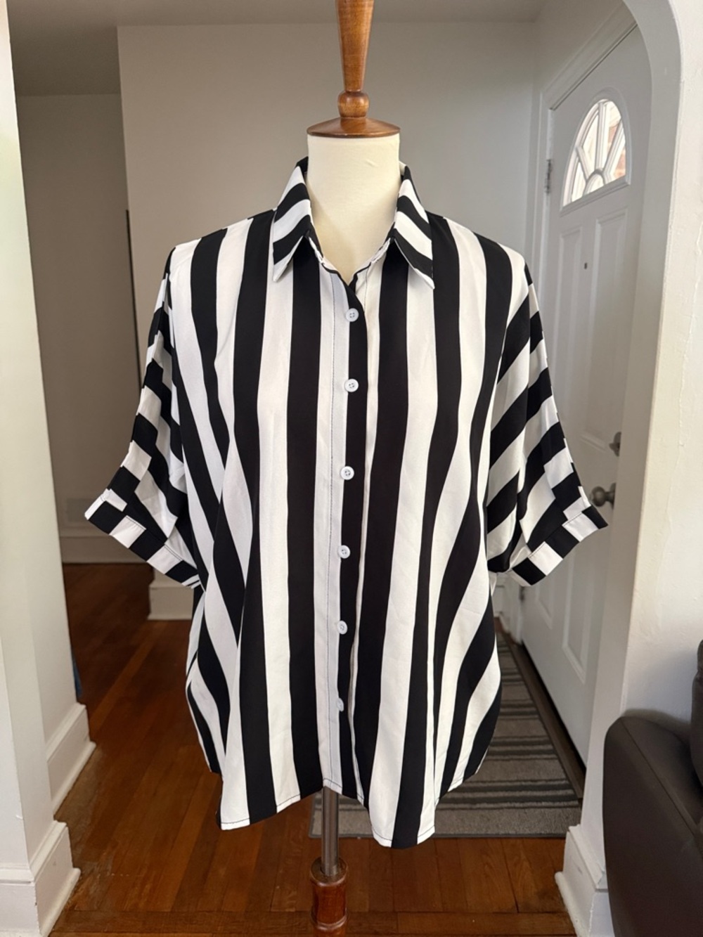 SHEIN Black and White Striped Top Size Small
